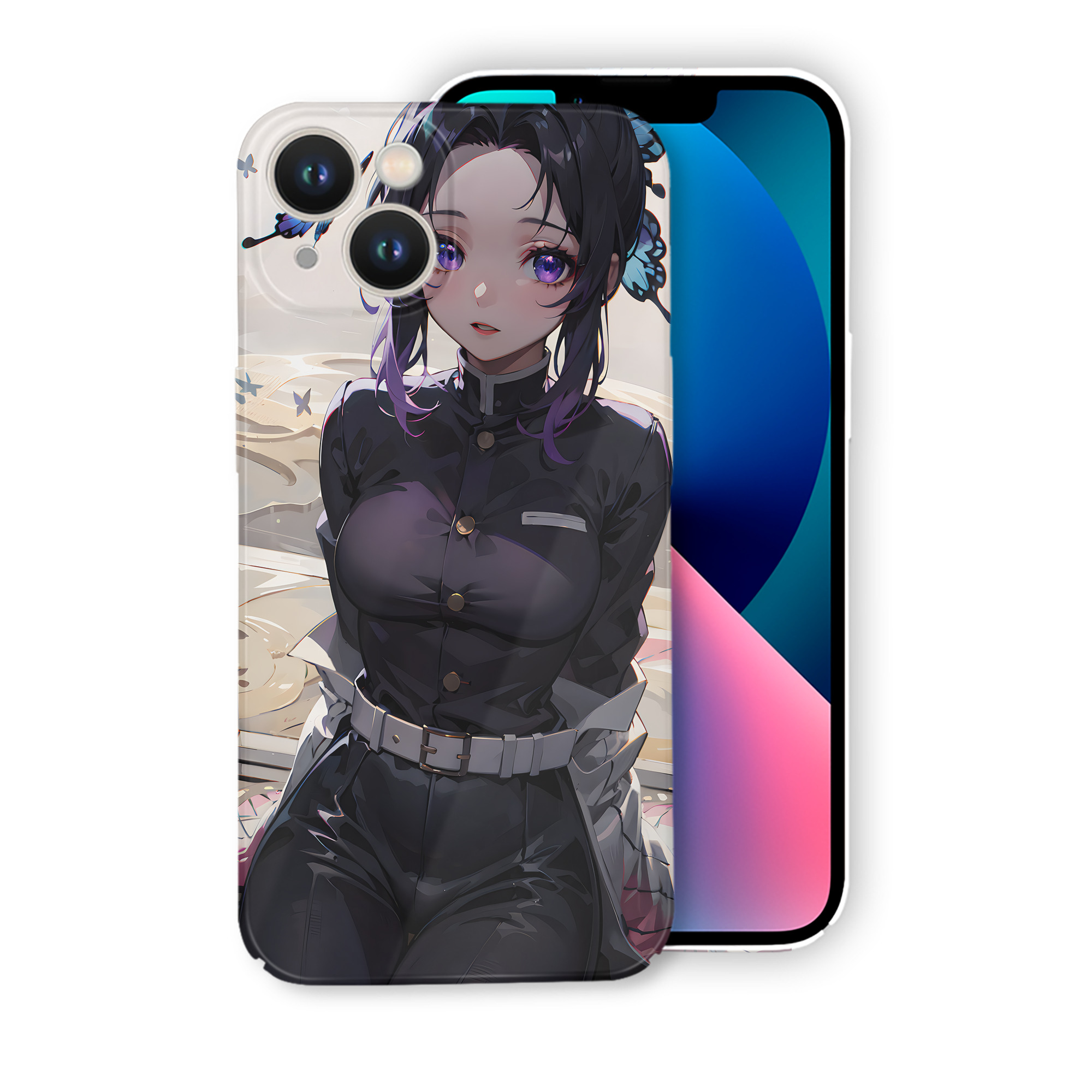 （画像用） 鬼滅の刃（きめつのやいば）蟲柱-胡蝶 しのぶ／こちょう しのぶ Kochou Shinobu 【iPhone 14シリーズ対応】ハードケース